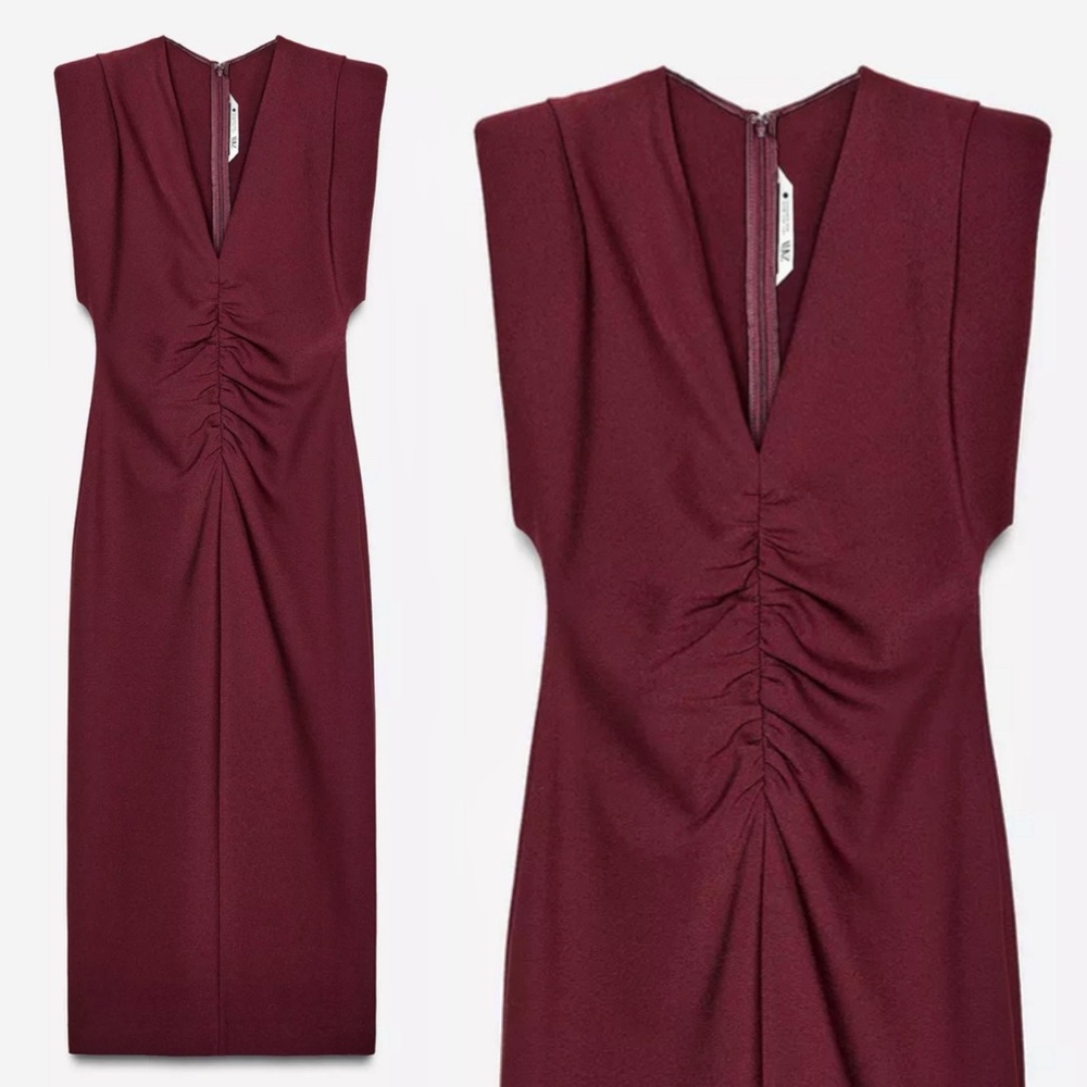 Zara Midi Dress in Deep Burgundy